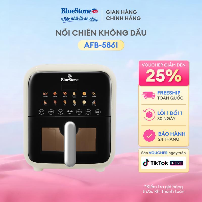 Nồi Chiên Không Dầu BlueStone AFB-5861 7 Lít 1800W Công Nghệ Rapid Air Hẹn Giờ 60 Phút Dung Tích Lớn Tiện Lợi
