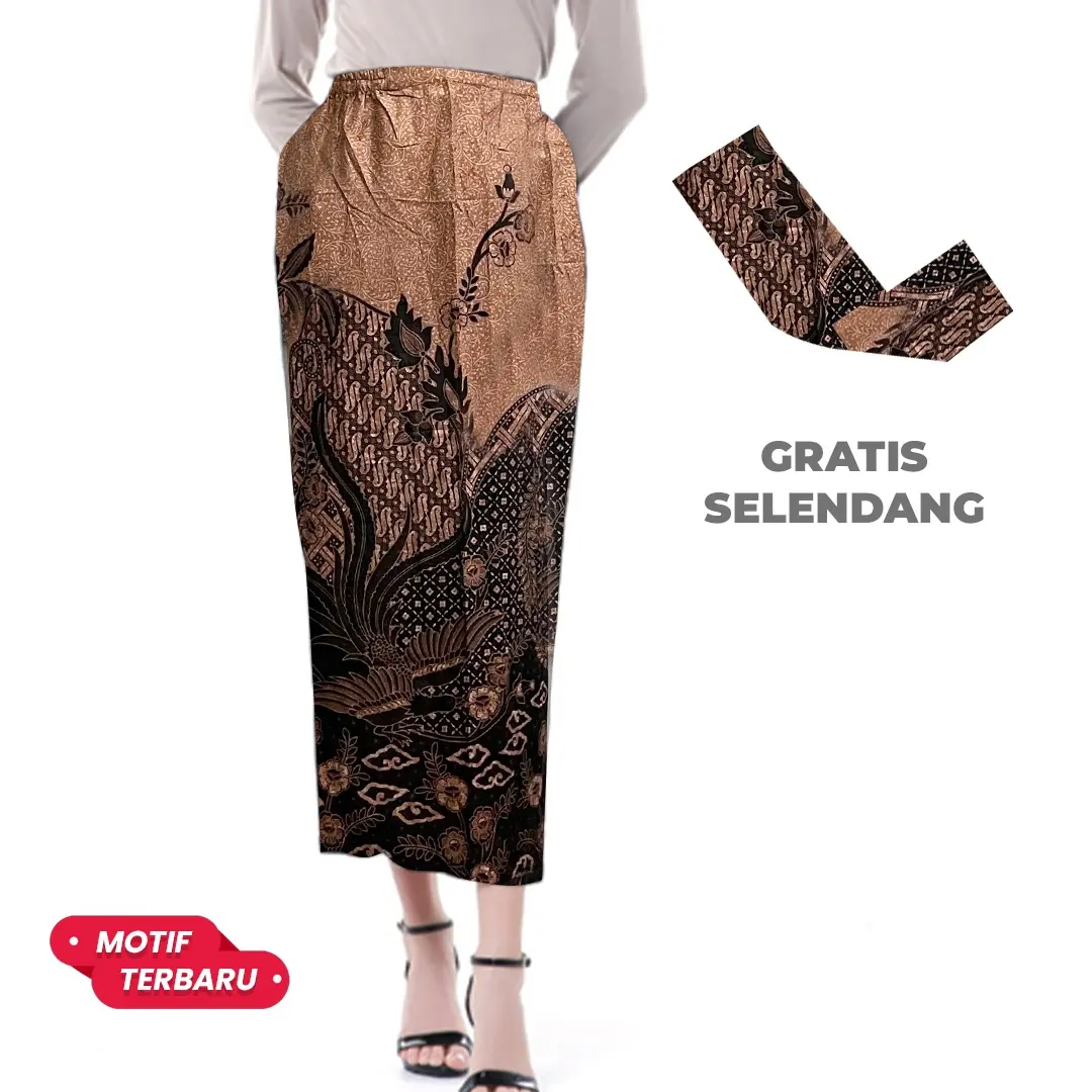 Zahra Batik - Rok Batik Span Kemeja Batik Motif Variatif Rok Kebaya Bawahan Wisuda Kondangan Wanita Katun Hitam