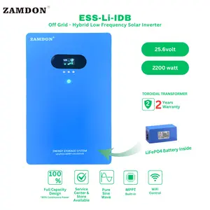 ZAMDON Frekuensi Rendah Off Grid Hybrid Solar Generator/Pembangkit Listrik Portabel Built-in 2.2KW 24V Solar Inverter, Baterai Lithium 3.84KWH, 60A MPPT Semua Dalam Satu