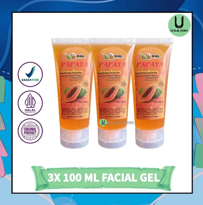 Papaya Sabun Cair Brightening Facial Gel 100ml Mencerahkan Vitamin Wajah Membersihkan Perawatan Muka Pencerah Berjerawat Berminyak