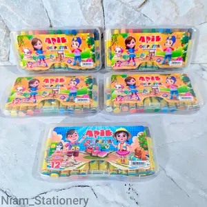 Azka Stationery SATU SET ( 12 WARNA ) Oil Pastel Crayon Apik 12 Warna