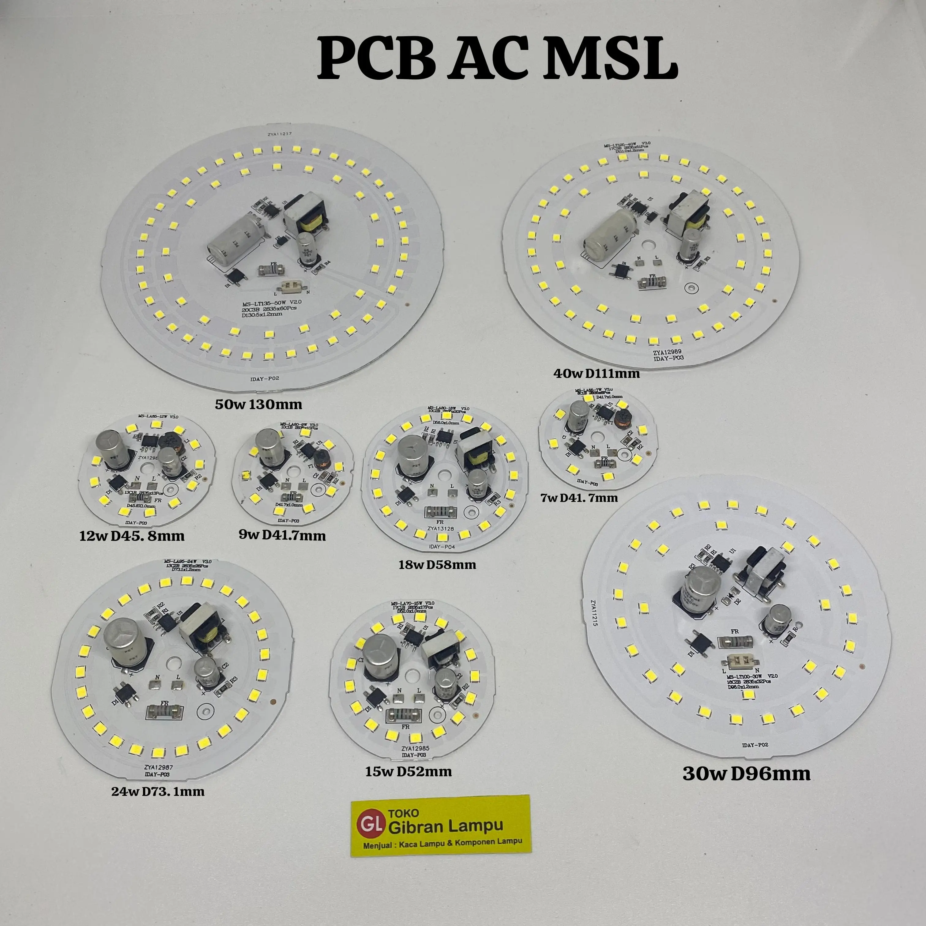 PCB LED AC Kode MSL - Mata Lampu AC Langsung Listrik All Watt