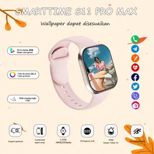 Layar AMOLED 2.2" 11 Pro Max 10 Pro Max  Tahan Air - Original NFC GPS Panggilan Bluetooth Pengisian Nirkabel Pria Wanita Wallpaper Gratis