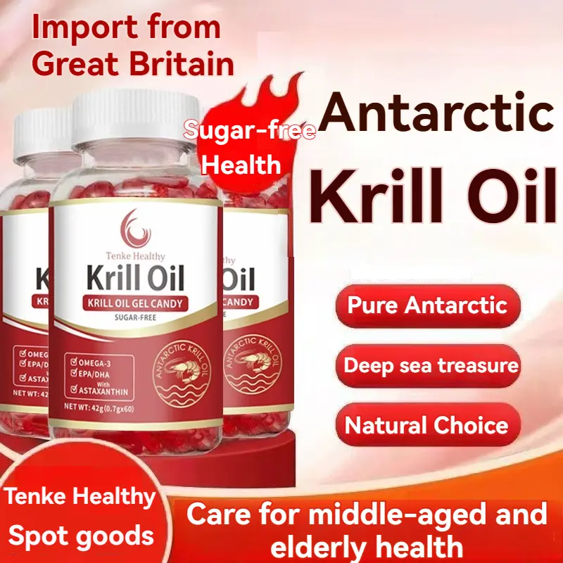 【Special Offer】【SG Spot】Import from UK Tenke Health Pure Antarctic Krill Oil Phospholipid Omega-3 High Purity Non-Fish Oil Softgels, 500mg Each，Lowering Blood Lipids/Promoting Sleep Krill Oil For Middle-Aged 60 capsules