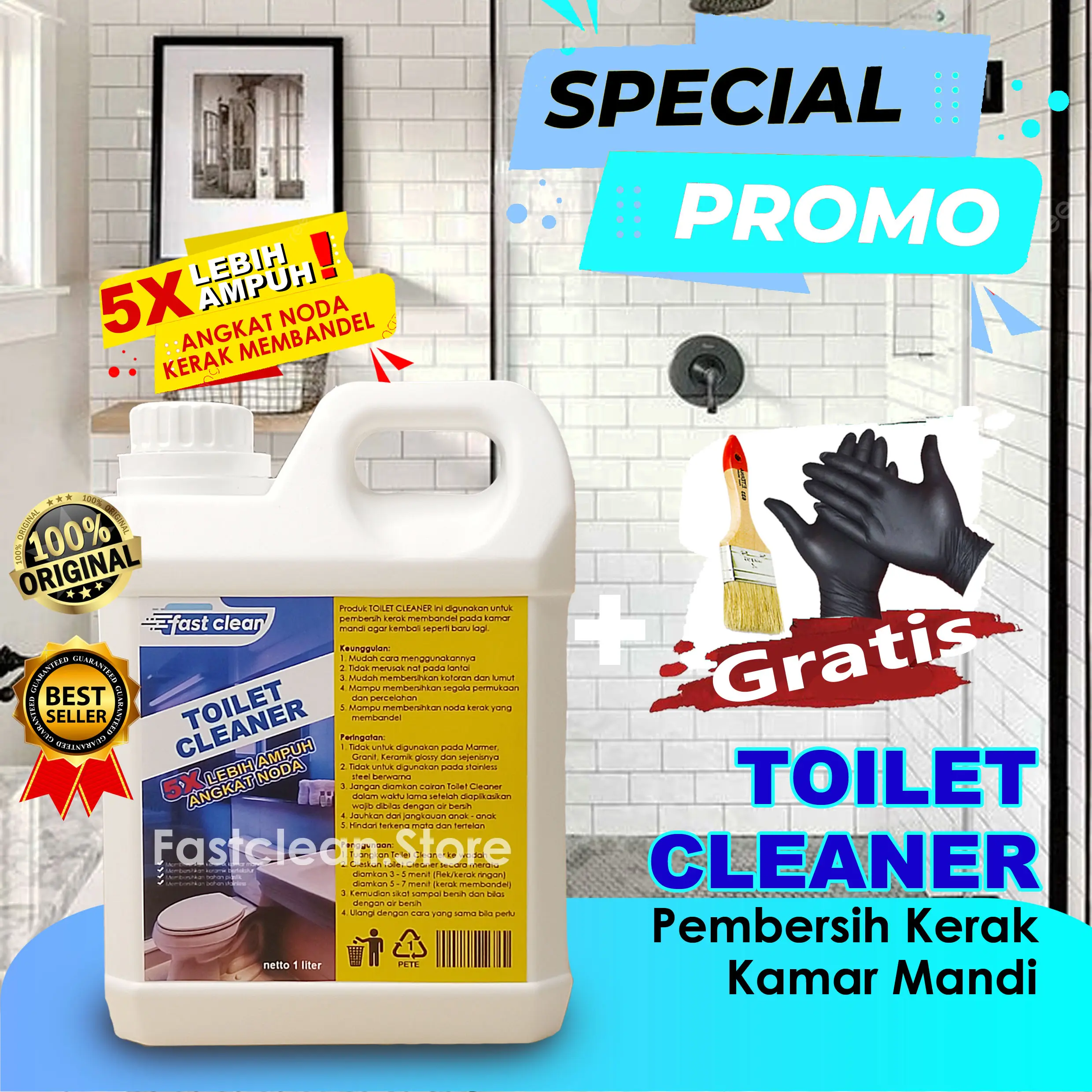 TOILET CLEANER FASTCLEAN CAIRAN PINK Pembersih Kerak Kamar Mandi Isi 1 Liter