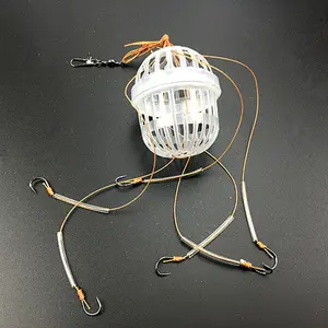 1PC Fishing Hooks Explosion Baits Cage Sea Box Hook Monsters With Six Strong Carbon Steel Plastics Carp Spherical Tackle Tools - 13 SIZE