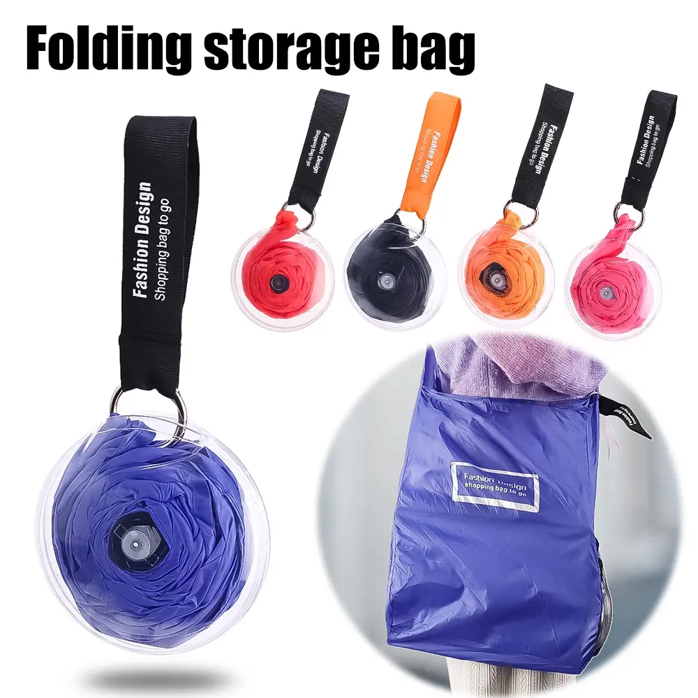 [SG Stocks]Multifunctional Eco Reusable Storage Bag/ Telescopic Disc Storage Bag/ Small Portable Folding Shopping Storage Bag/Ultra Small Portable Tote Pouch Clips Reusable Folding Eco Shopper Shopping Shoudler Bag Multifunction Bags