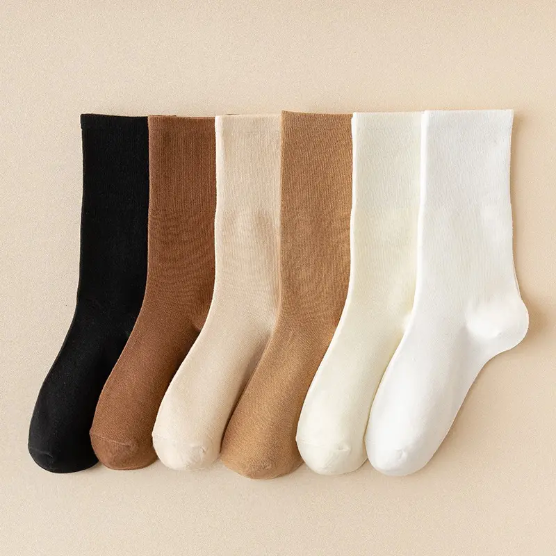 Korean Women's Pure Cotton Plain Socks Solid Color All-Match Foot Socks ins Trendy Casual Calf Sock For Women