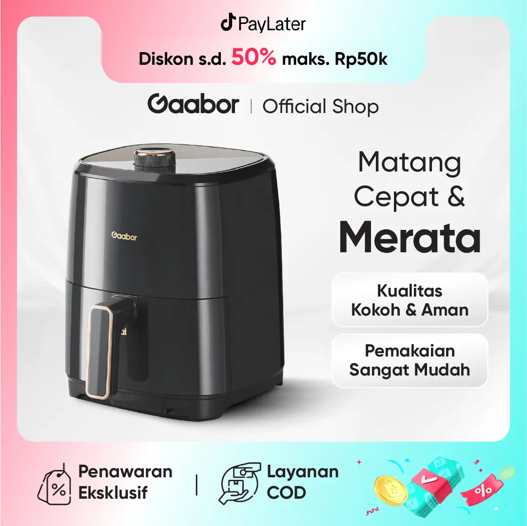 [BEST SELLER] Gaabor Airfryer 4L Pengorengan Tanpa Minyak Dual Tombol Low Watt Kapasitas Besar Serbaguna Tanpa Minyak Sehat Cocok / AF40M-BK03A Hitam