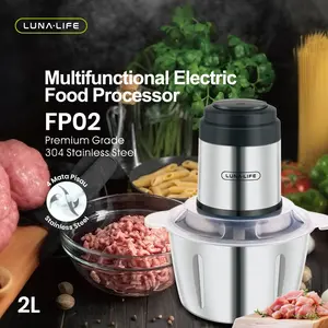 LUNALIFE Food Chopper FP02 Penggiling Daging 2L Stainless Steel 200Watt 4 Mata Pisau Super Tajam