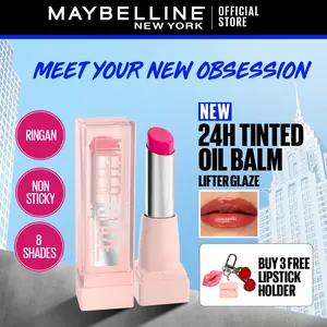 [NEW LAUNCH] MAYBELLINE OFFICIAL Lifter Glaze Tinted Oil Balm Liptint Lipbalm Tinted Balm Tidak Lengket Glaze Natural Gloss Tinted Lip Tahan Lama Ringan Non-Sticky