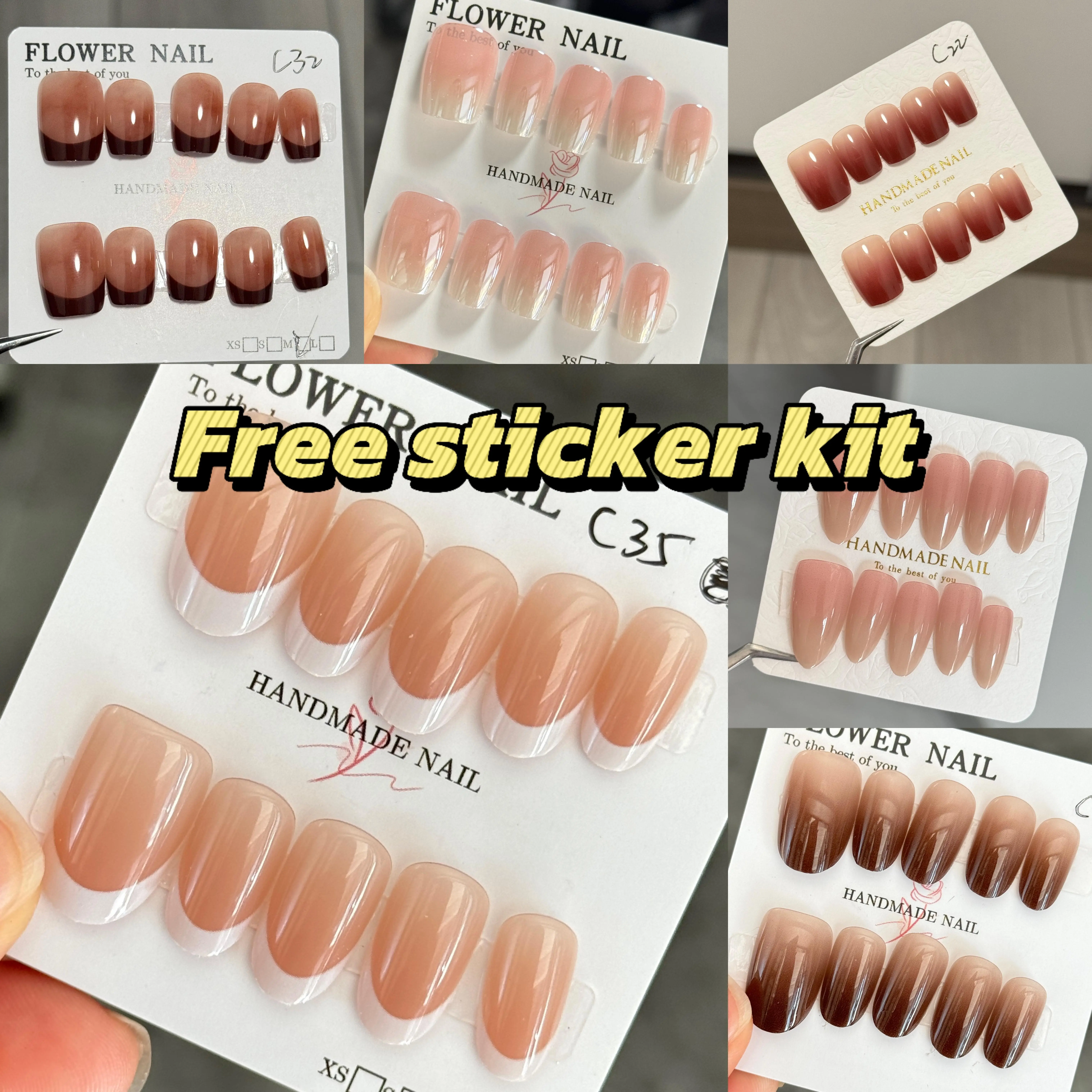 Solid color cat eye model false nails short cute high quality