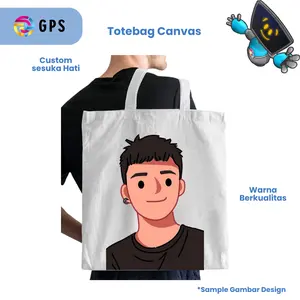 GVIBES - CUSTOM TOTEBAG CANVAS CUSTOM SABLON Hitam Pria