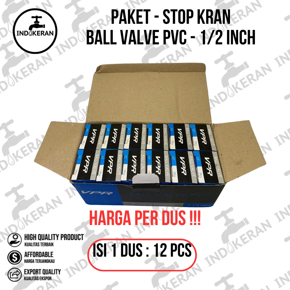 1 BOX Stop Kran Ball Valve PVC 1/2 Inch - 12 PCS