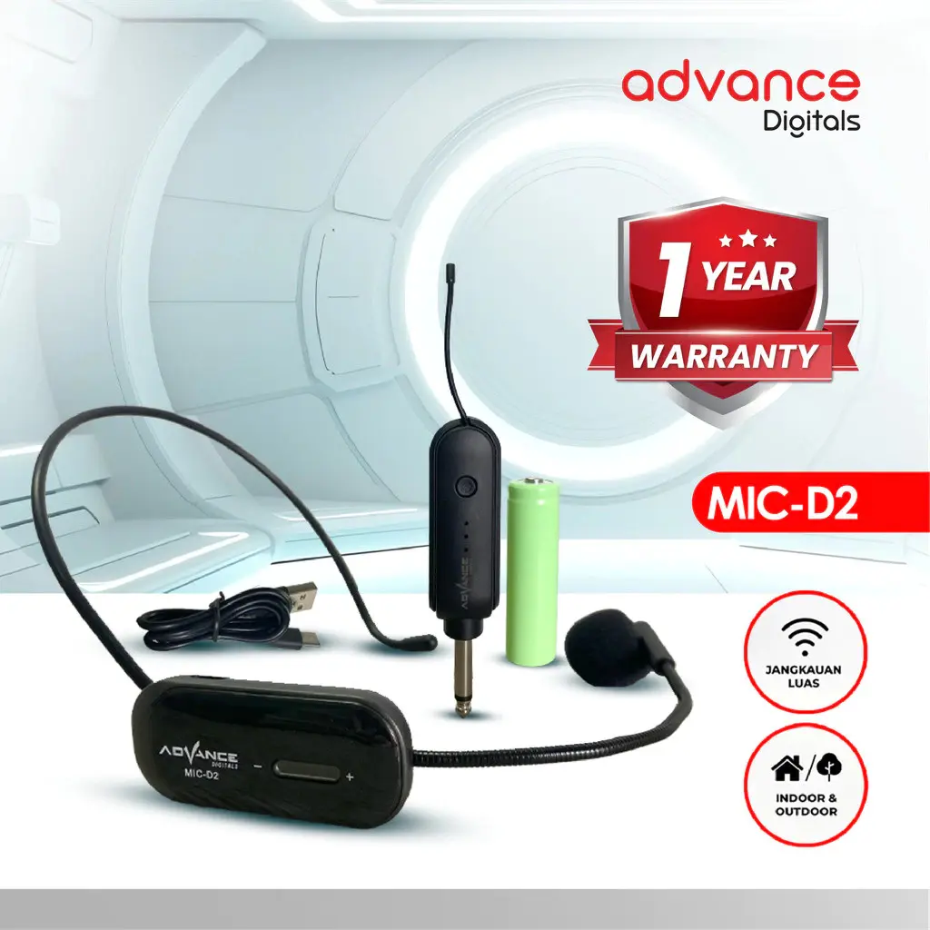 MICROPHONE WIRELESS ADVANCE MIC-D2 Advance MIC-D2 Wireless Microphone Headset D-2 Microphone Bando Garansi Resmi 1 Tahun