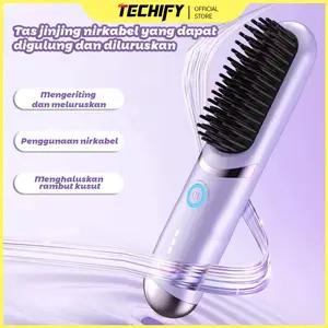 Sisir pelurus rambut portabel mini nirkabel, sisir pengeriting dan pelurus, tidak merusak rambut, sisir pelurus pengisi daya USB sisir/catok sisir catok/sisir listrik catokan rambut lurus keriting 2 in 1 /sisir listrik