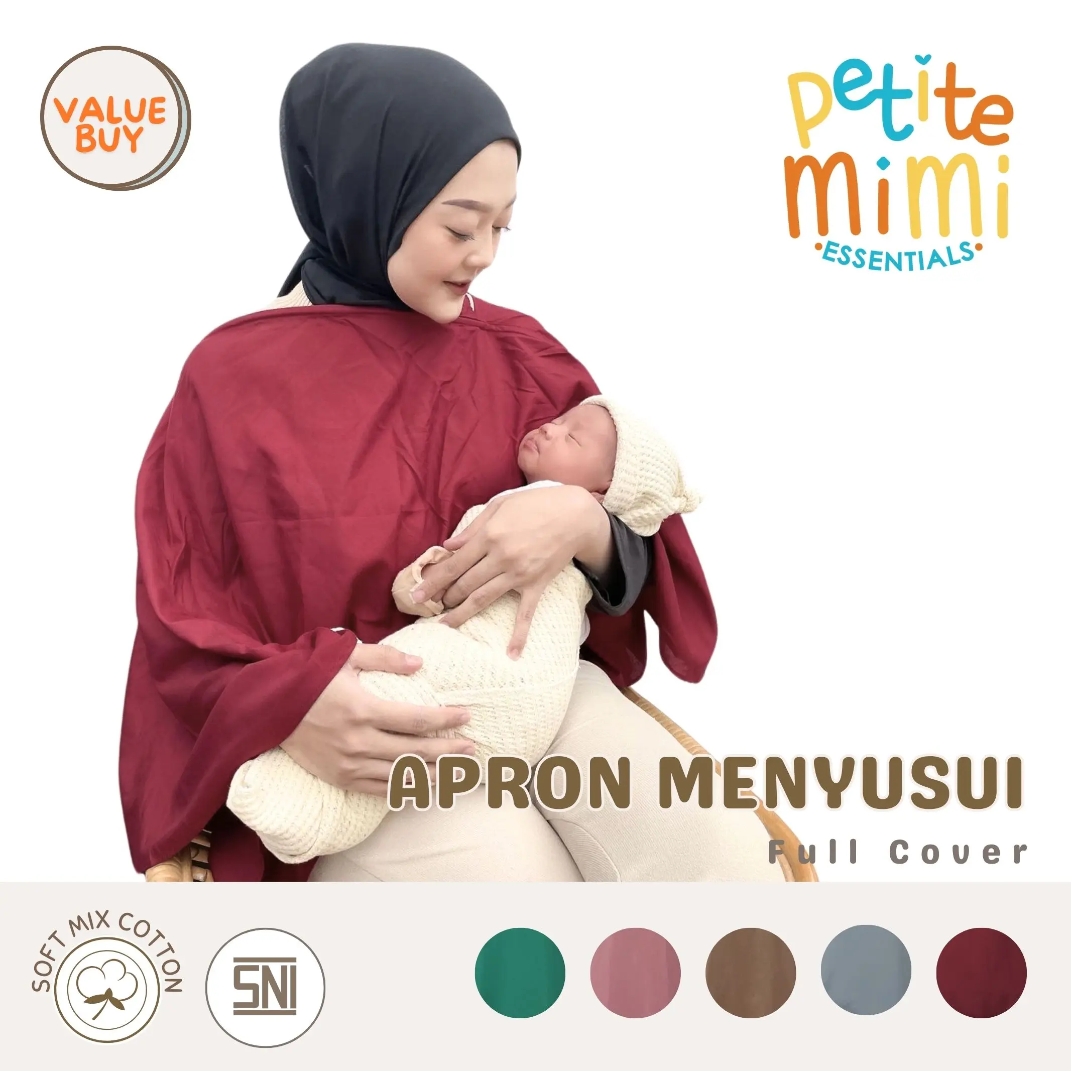 Petite Mimi Esensial - Apron Menyusui Full Cover - SNI - Apron Essensial