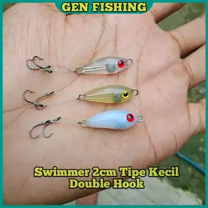 Gen Fishing Swimmer 2cm Tipe Kecil Double Hook Umpan Pancing Casting Hampili Hampala Swimbait Lure Upil