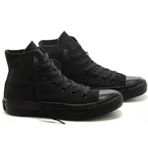 Sepatu Sneaker Kanvas Premium Basic High Full Black Pria Dan Wanita Sepatu Sekolah Dan Kerja Anak Dan Dewasa Cewek Cowok Terbaru Casual Karet Shoes Hitam Kasual