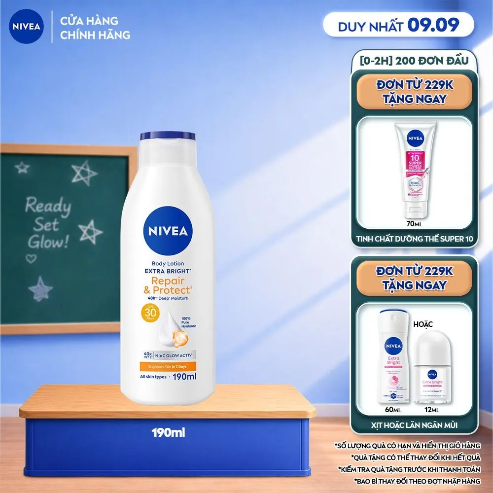 Sữa Dưỡng Thể Nivea Extra Bright Phục Hồi & Chống nắng 200m/350ml - 99562/88311