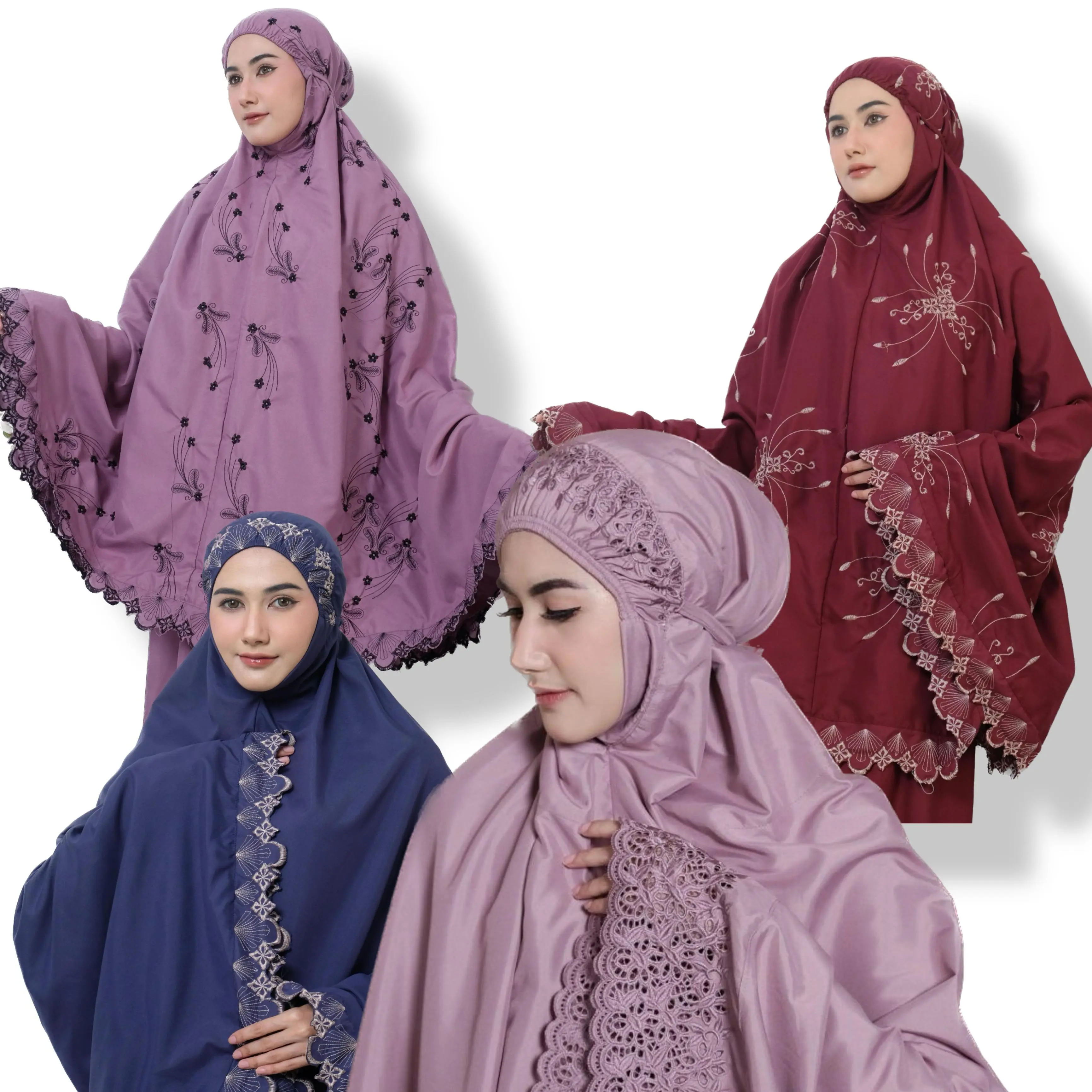 Mukena Khadijah Dewasa Katun Premium Full Bordir Cantik  Nyaman Atasan Panjang
