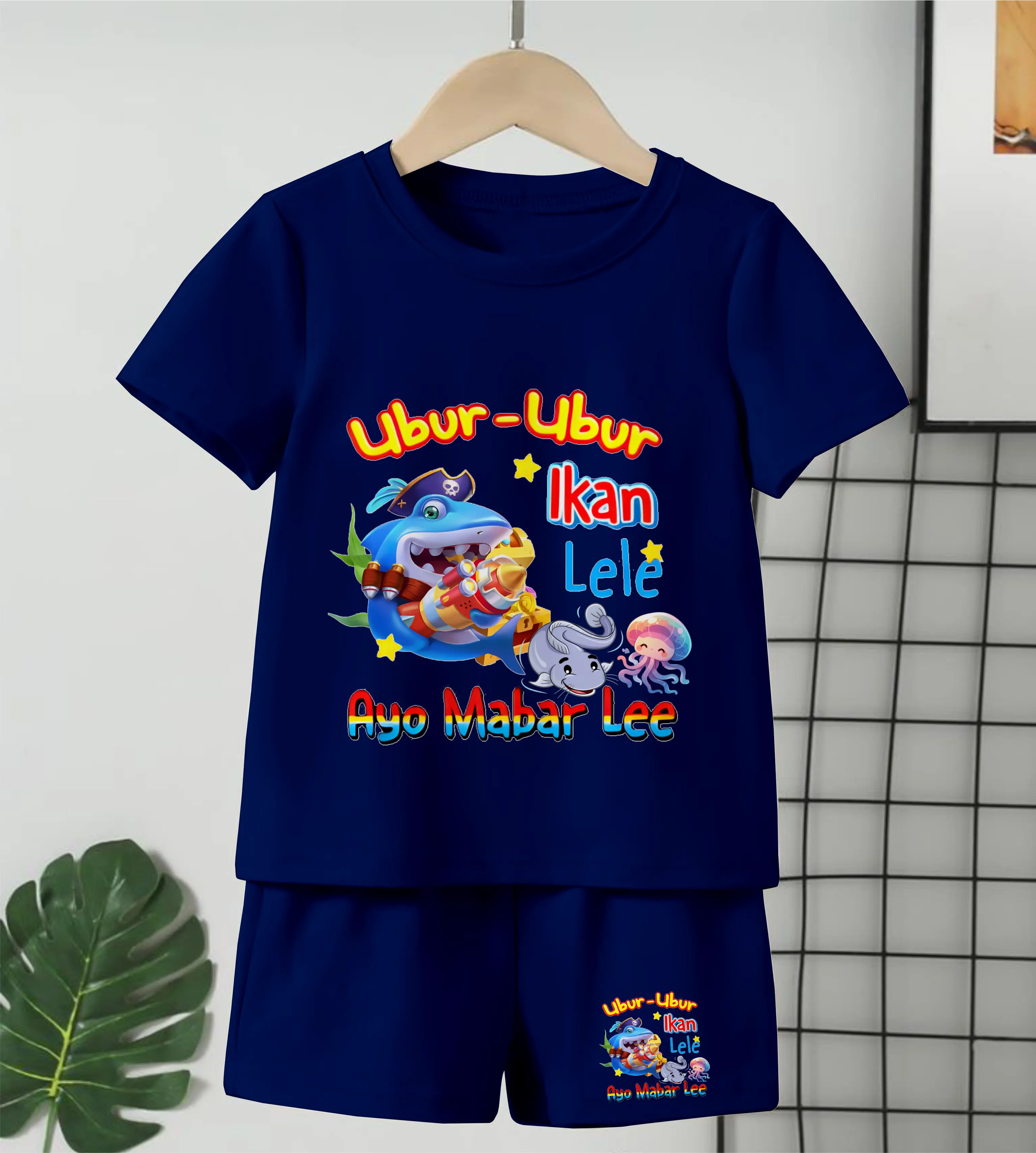 Luwi Kids Setelan Anak Cewek Cowok Gambar Ubur Ubur Ikan Lele Mabar Celana Fashion set Baju