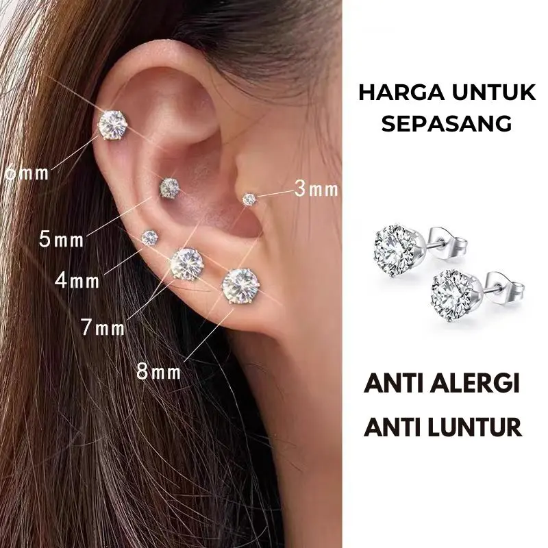 Anting Titanium Wanita Anti Karat Dan Anti Luntur Anting klip / piercing telinga cewek / anting hijab / anting bulat / sahara earrings / hampers ramadhan / anting piercing cewek