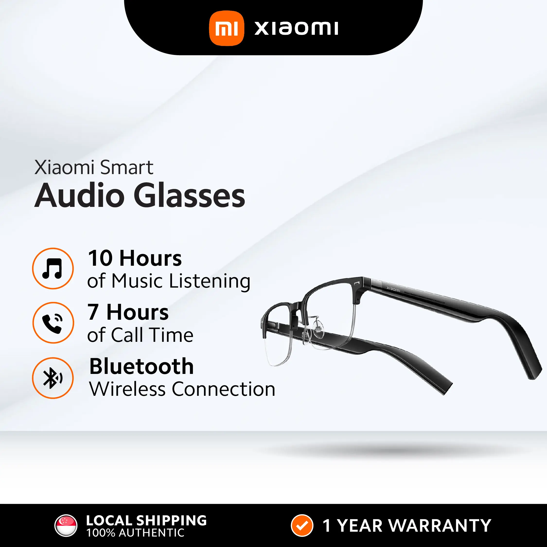Xiaomi Smart Audio Glasses Listen Music Call Bluetooth 10 Hours Battery For Music 7 Hours For Calls Noise Cancellation