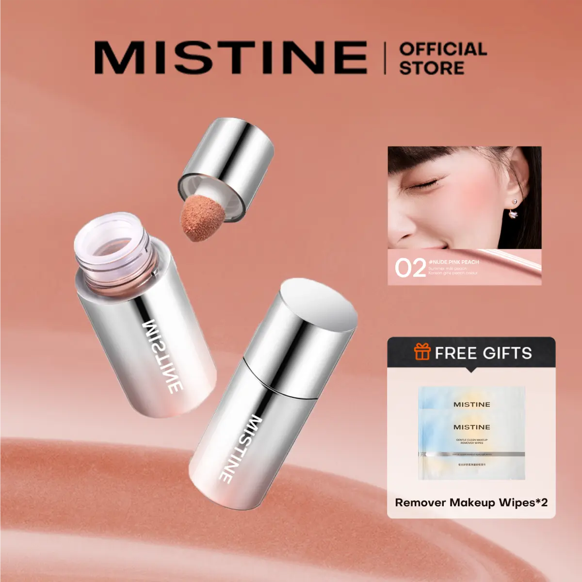 【LIVE】MISTINE Thai Milk Coffee Velvet Liquid Blush & Facial Comprehensive Palette【Free Gifts】Remover Makeup Wipes*2 Cosmetic