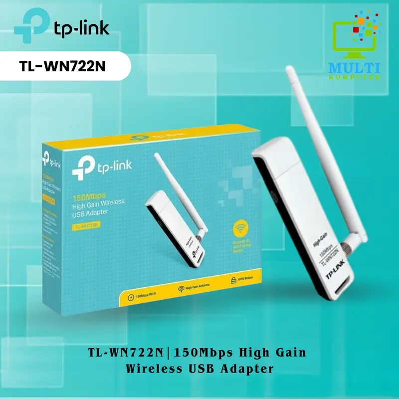 TP-LINK TL-WN722N : TPLink 150Mbps High Gain WiFi Wireless USB Adapter Antena Laptop