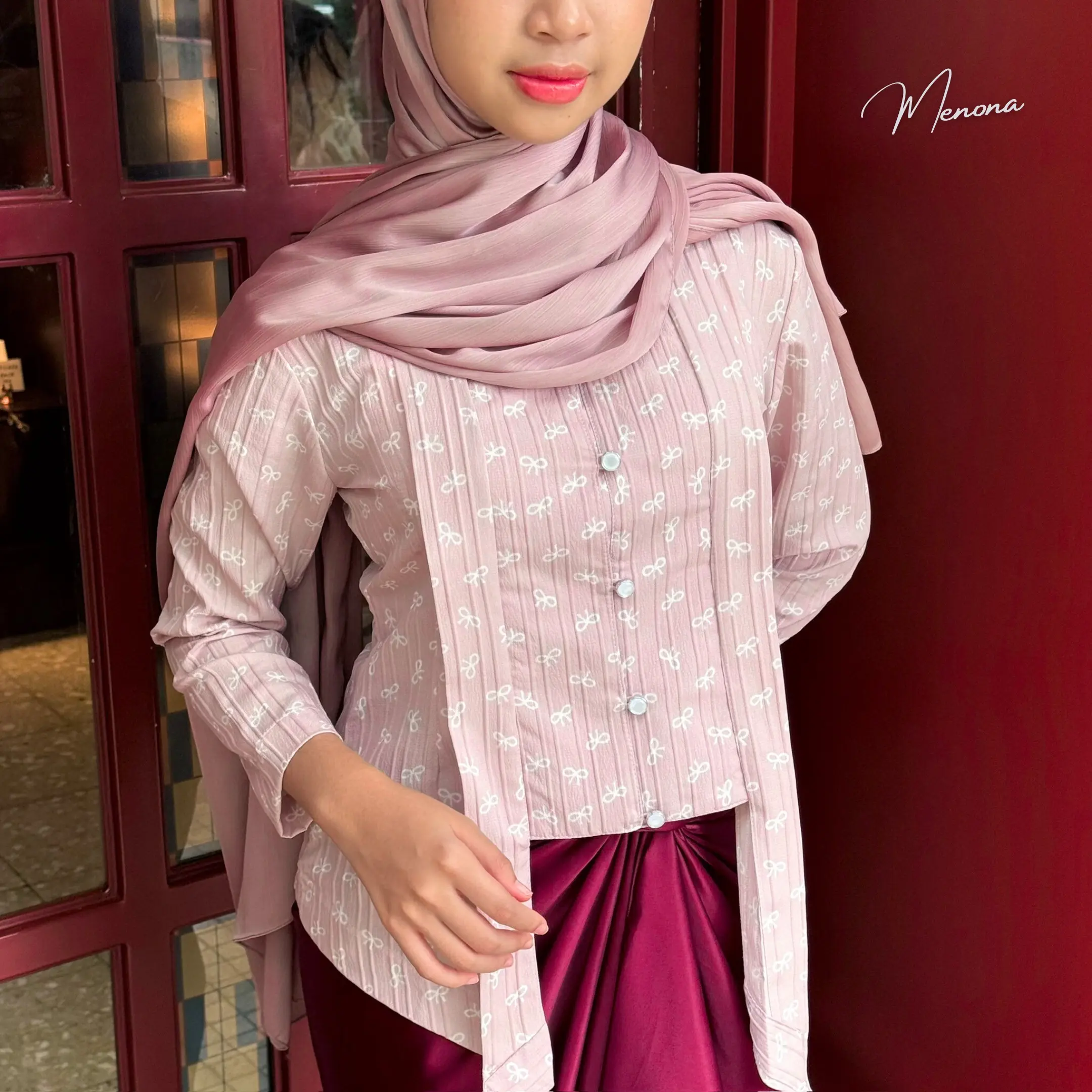 Kebaya Casual Kutubaru Modern - Coquette Pink | Menona Looks