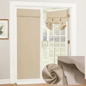 New Door Curtains Blackout Self Stick Tie Up Shades Door Window Curtains Thermal Insulating Privacy Kitchen Living Room Curtains - Dark Grey 66x173CM