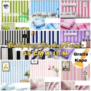 Wallpaper Dinding Salur Ukuran 45 cm x 8 meter Kertas Pvc Kamar stiker
