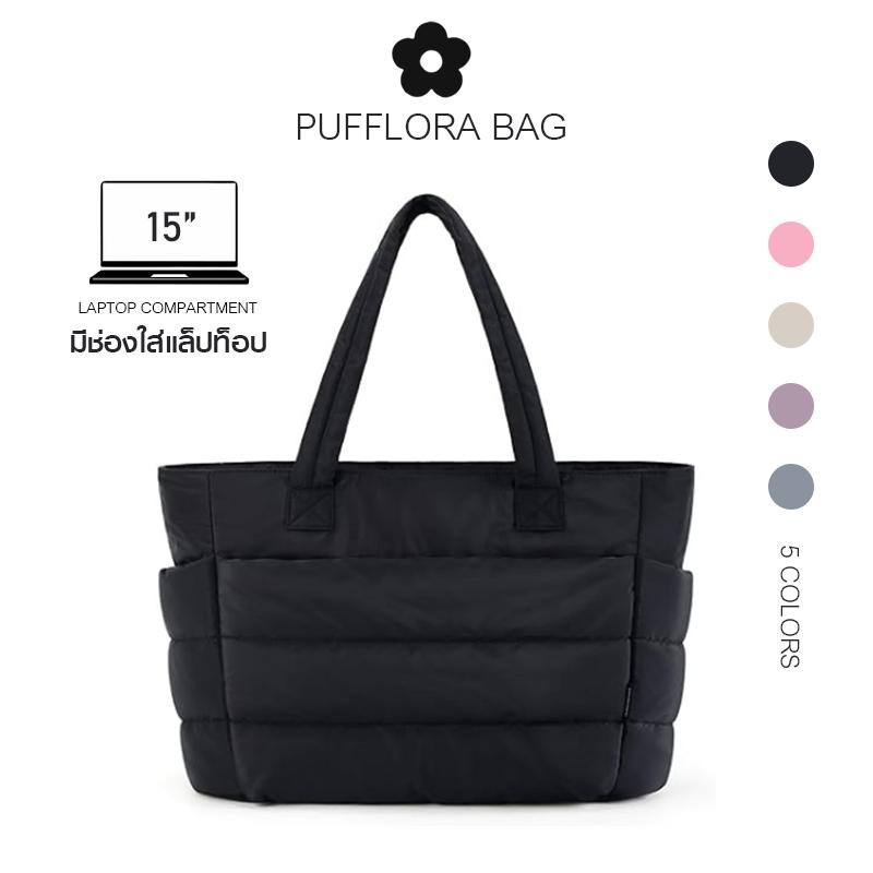 Pufflora กระเป๋าโท้ท Tote bag รุ่น Signature Puffer กระเป๋าสะพาย กระเป๋าใส่โน้ตบุ๊ค ใบใหญ่ น้ำหนักเบา ช่องเก็บของหลายช่อง จุของเยอะ ซิปรูดปิดมิดชิด