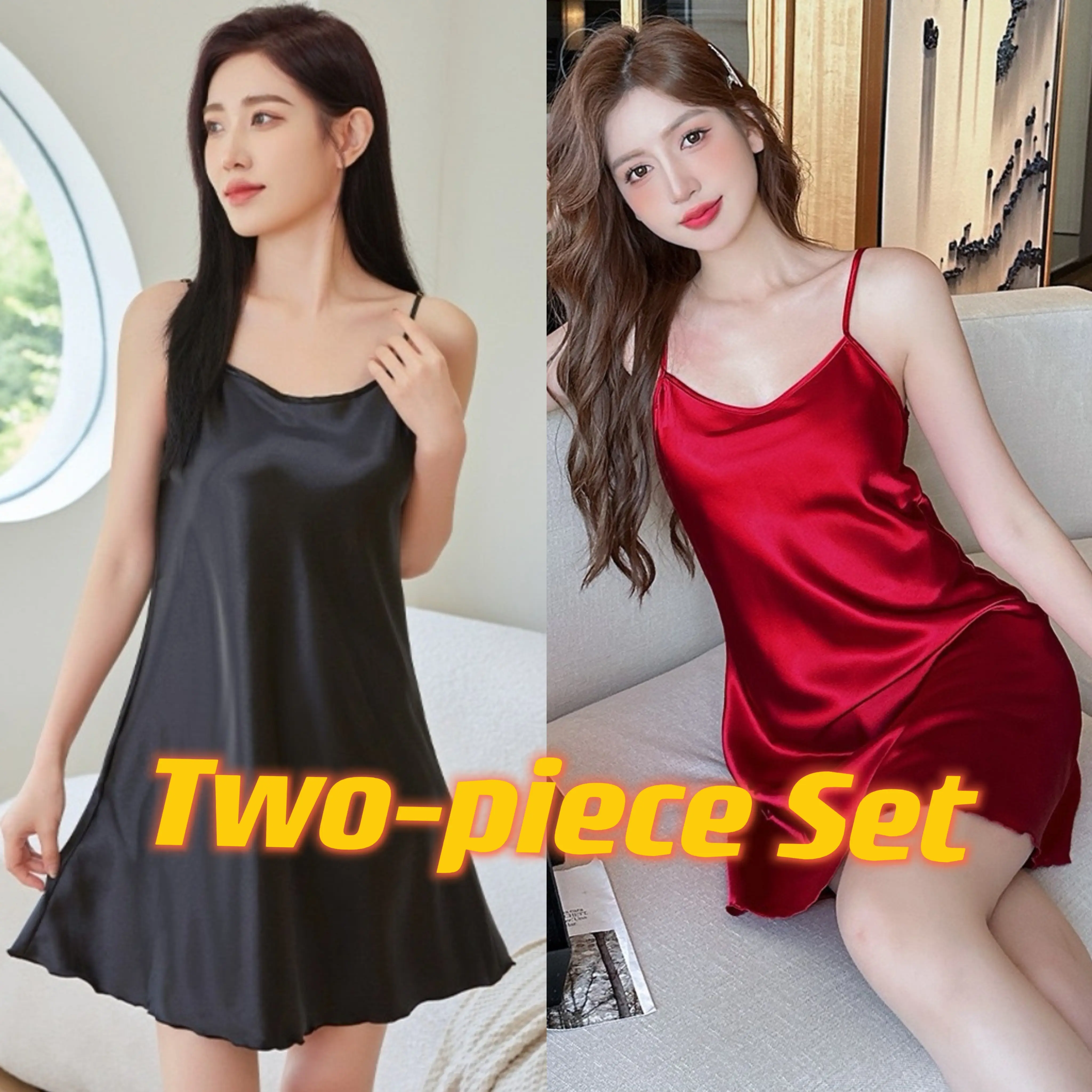 【Z】Hot-selling summer ice silk spaghetti strap nightdress,  thin ice-cool silky pajamas for women, loose fit