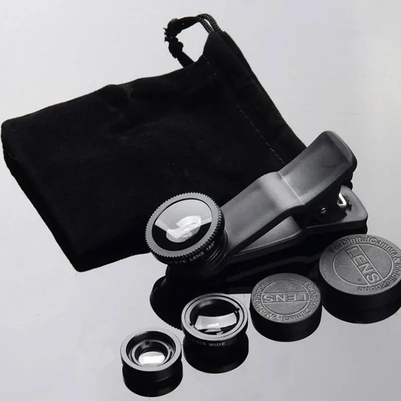 Ống kính cá, 3 trong 1, bao gồm ống kính mắt cá, góc rộng và macro