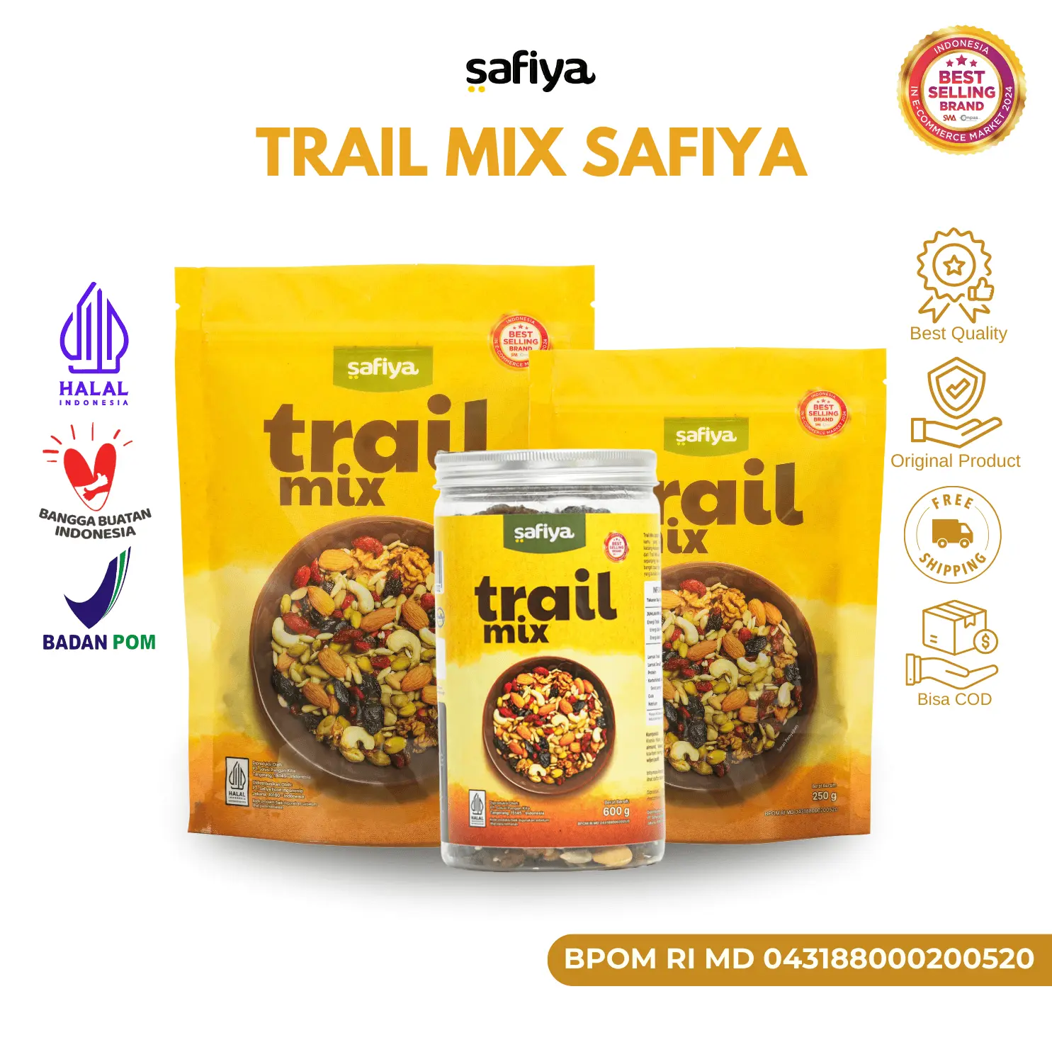 Safiya Trail Mix Original 500 Gram Dried Fruit Seed Nut Roasted Snack Sehat