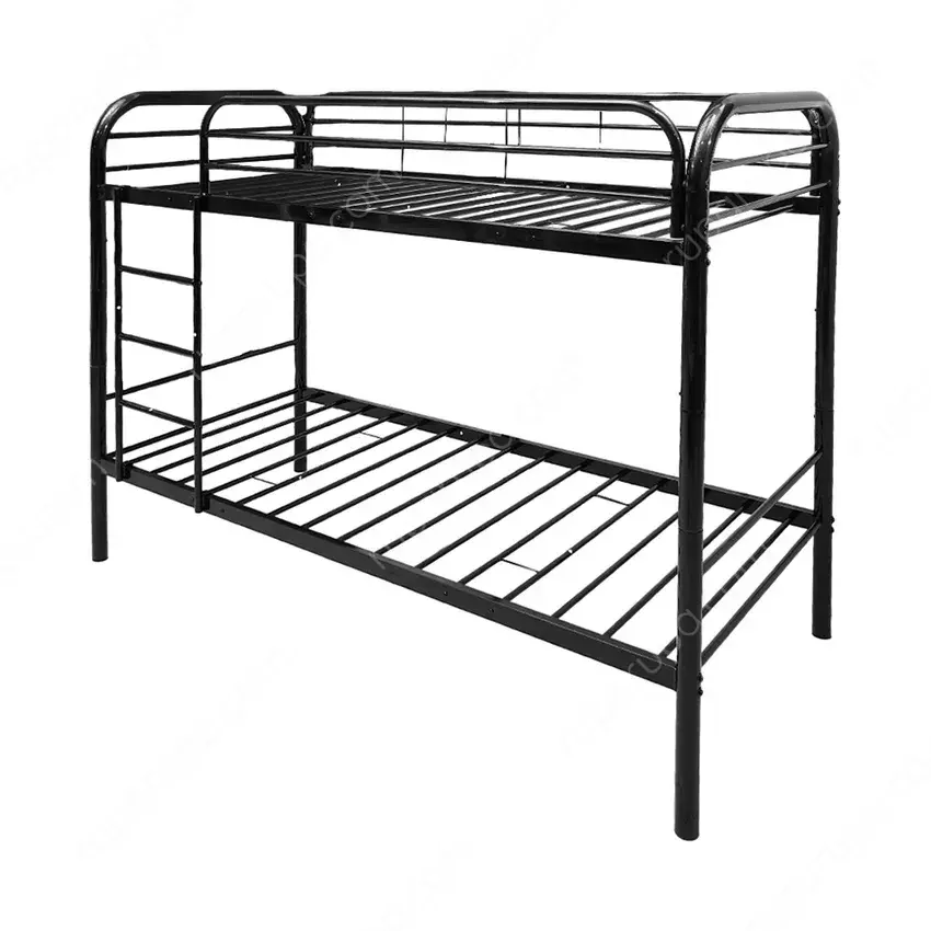 Informa Ranjang Tingkat Wesley 90x200 Cm Bunkbed Anak Hitam Frame Metal Kokoh Dengan Tangga Dan Pagar Pengaman Cocok Untuk Rumah Apartemen Asrama Furniture Minimalis