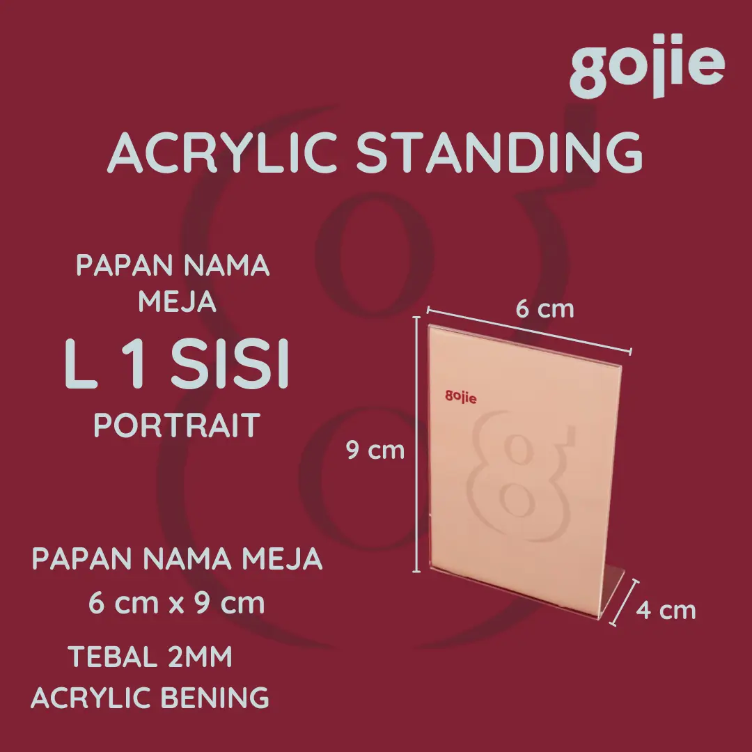 STAND KARTU NAMA AKRILIK | PAPAN NAMA MEJA 9X6 2 SISI L PORTRAIT | MIN PEMBELIAN 2 PCS