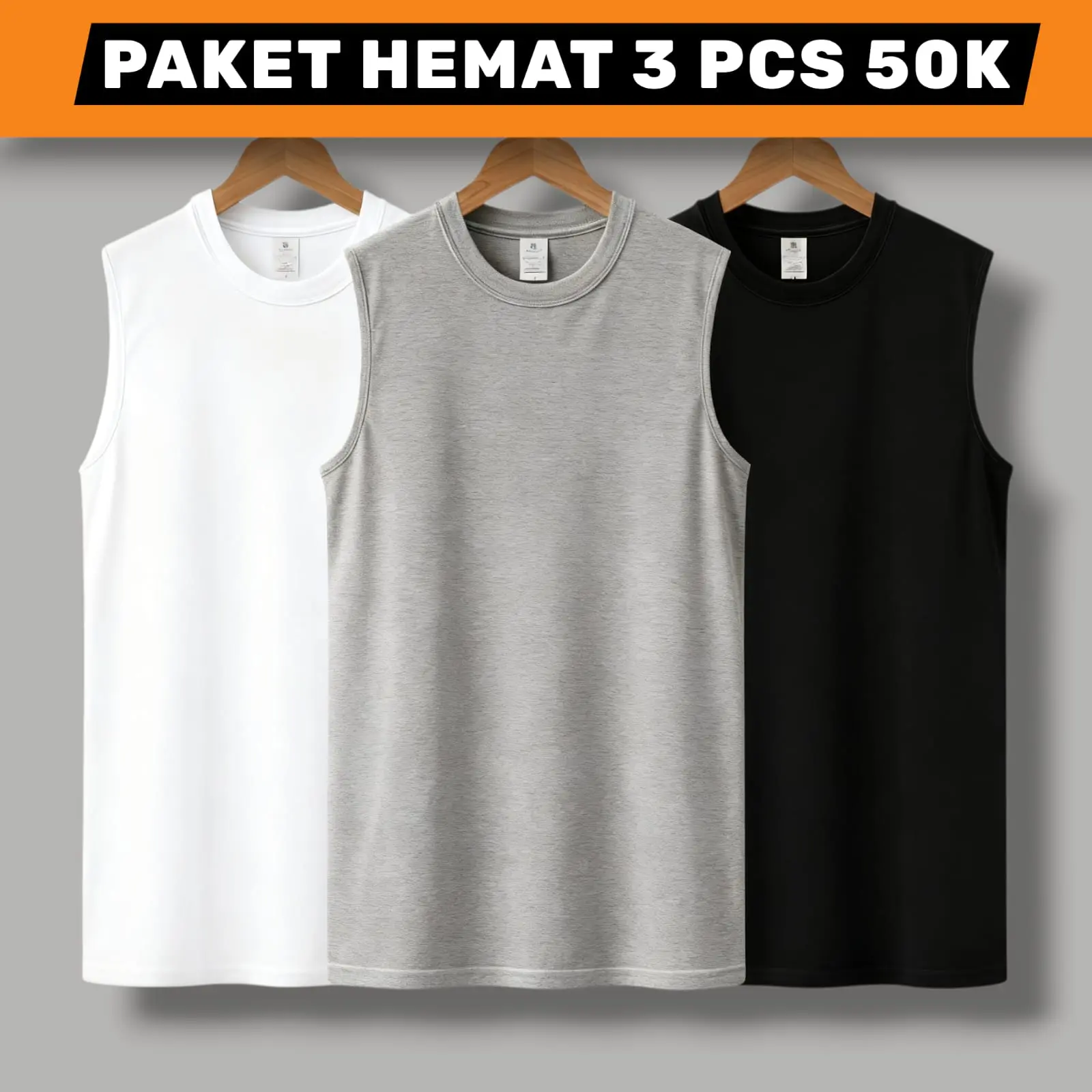 Paket 3 pcs Kaos Dalam Pria Slim Fit Singlet Cowok Dewasa Kaus Kutang Tanktop Pria Polos Hemat xl warna mix