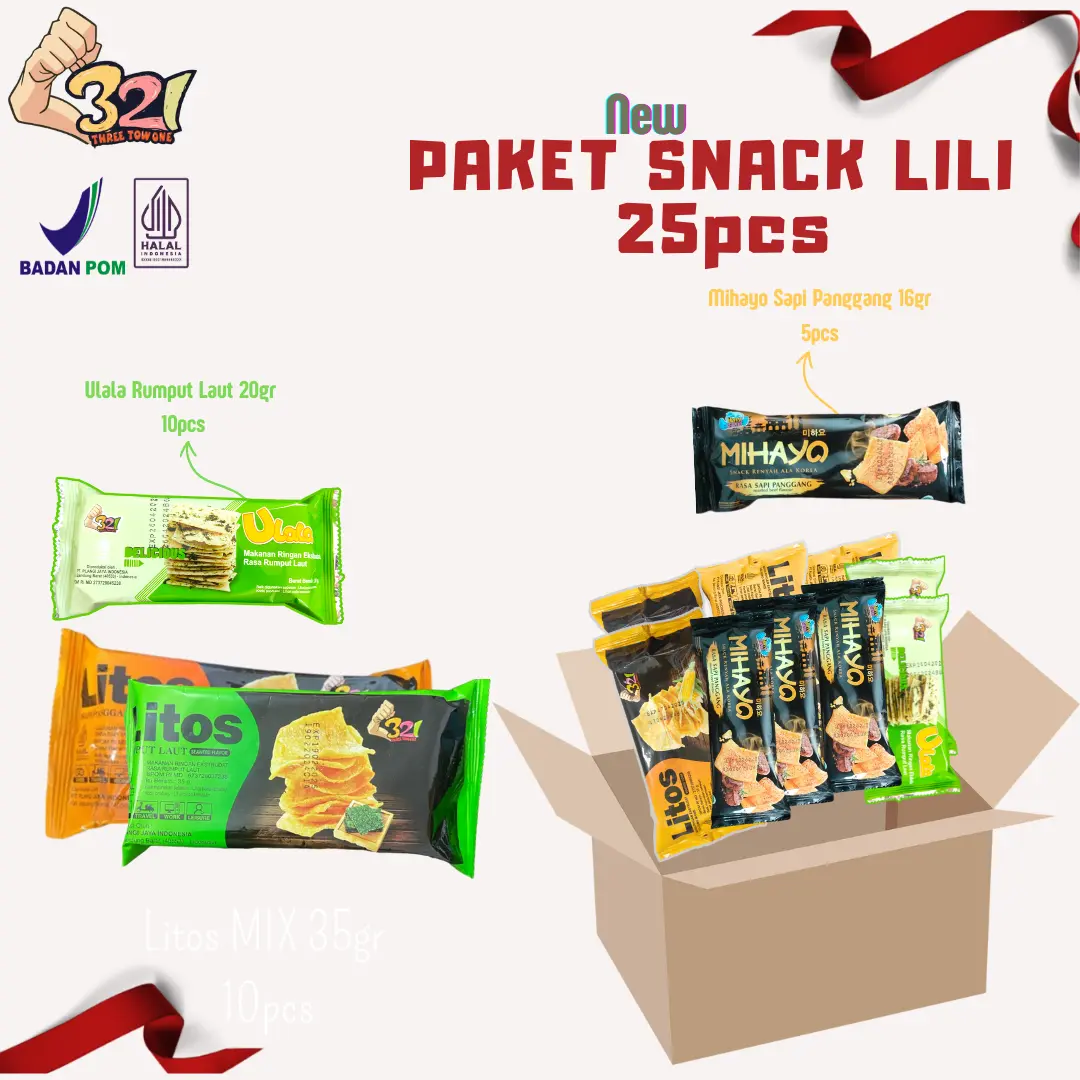 Paket Snack LiLi isi 25pcs free 5pcs Snack tambahan Gift Food Snack Lokal Sudah BPOM dan HALAL