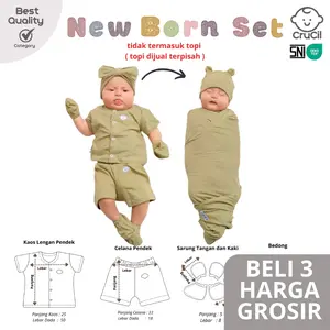 CruCil Bedong Set Bayi Baru Lahir - Baby Newborn Set Laki-laki Perempuan Unisex - Kaos - Celana Katun - Sarung Tangan Kaki Parsel