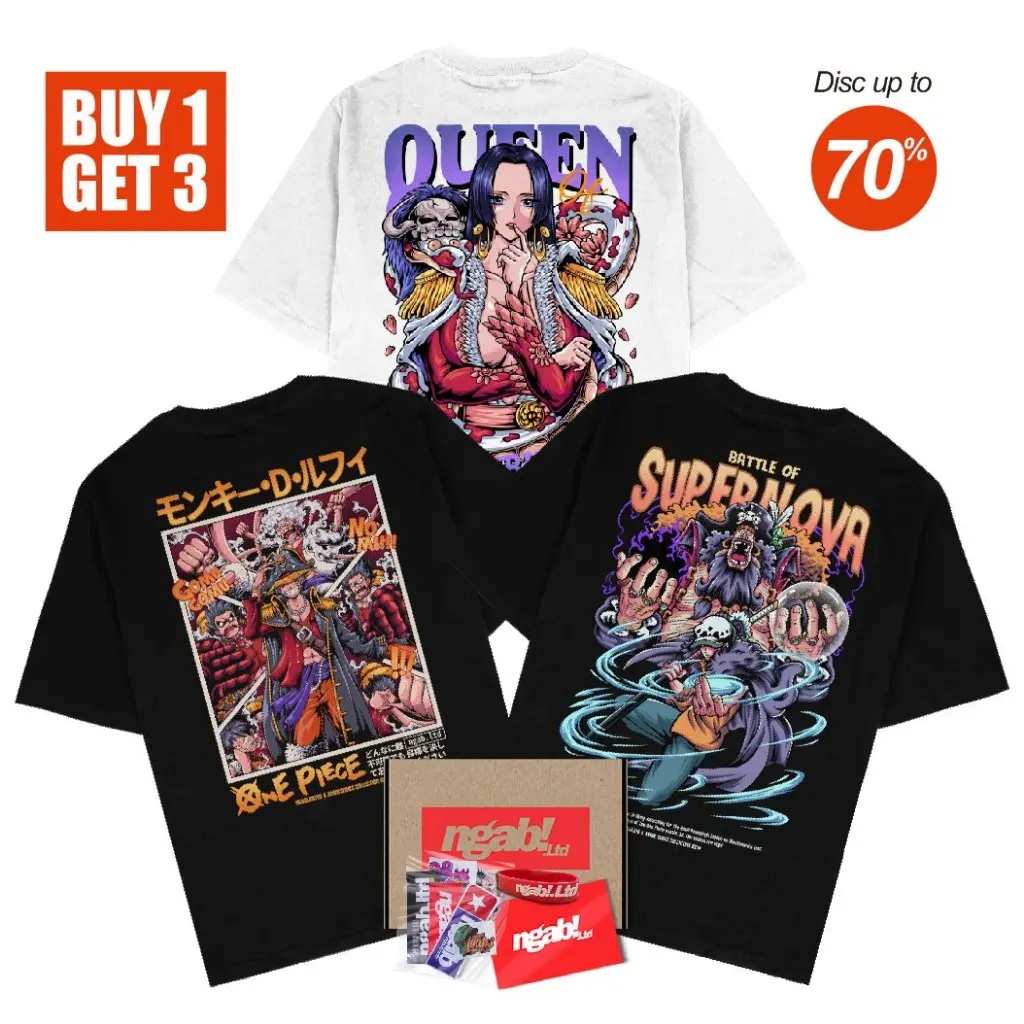 Buy 1    3 Ngab Kaos Distro Spesial Anime Queen Shicibukai The Emperor Luffy All Gear Battle Of Supernova BD015 Unisex Pria Wanita Cotton Combed 24s