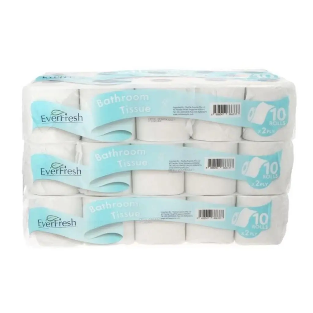 Everfresh 2 Ply 3 Packs x 10 Rolls Toilet Paper Roll Soft Biodegradable Durable Natural