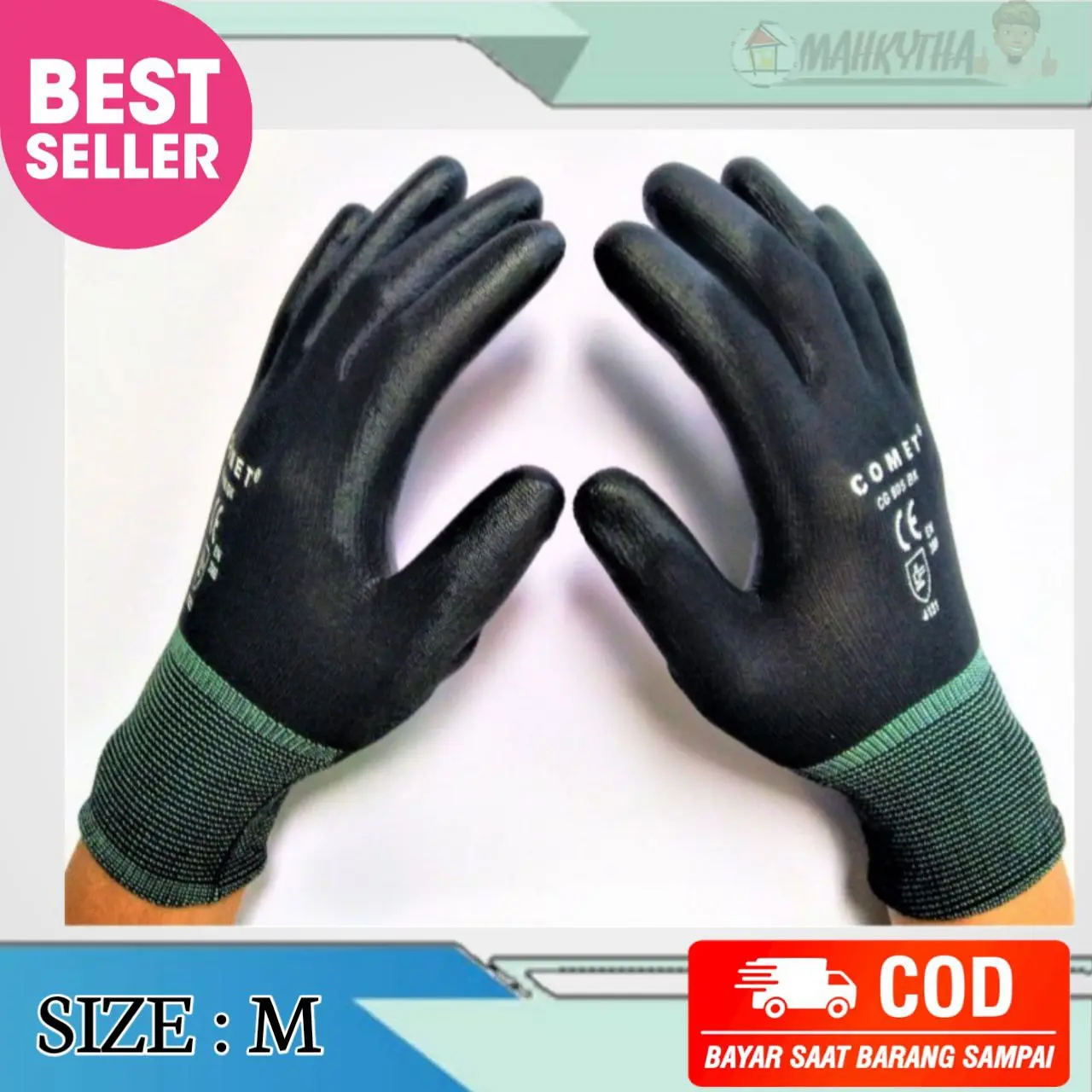 SARUNG TANGAN SAFETY COMET 805 BK SIZE M L XL Karet Proyek