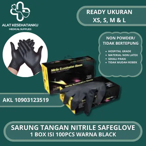 Sarung Tangan Safeglove Nitrile Black Handscoon Nitril Safeglove Black