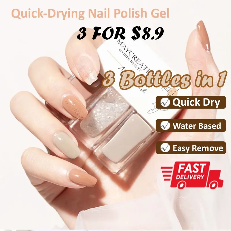 [SG Seller] 3 Color Per Pack Nail Polish Gel Peel Off Quick-Drying Long-Lasting Floral Matte Nail Art Nail Care