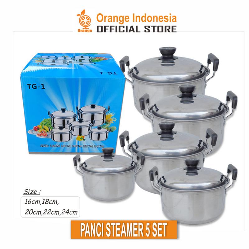 HOT PROMO!! Panci Steamer Stainless Set 5 In 1 Steamer Stainless Bask…