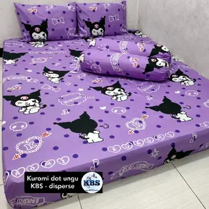 Set Sprei viral Kuromi Promo- Lengkap dengan Sarban dan Sargul - Kain Adem dan Lembut - Ukuran 120x200 - Bunga Bunga