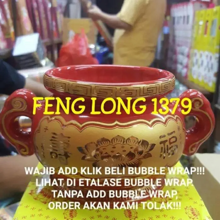 Hiolo (Tempat Hio/Dupa) Keramik Merah Kuping 5"